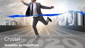  Presentation with new year 2020 - Presentation theme enhanced with businessman in new year 2020 concept background and a gray colored foreground