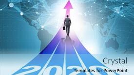  Presentation with new year 2020 - Cool new PPT layouts with businessman in new year 2020 concept backdrop and a light blue colored foreground