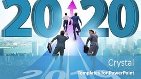  Presentation with new year 2020 - Audience pleasing presentation design consisting of businessman-in-new-year-2020 backdrop and a teal colored foreground