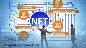  Presentation with concept - Presentation with businessman-in-nft-non-fungible background and a light blue colored foreground