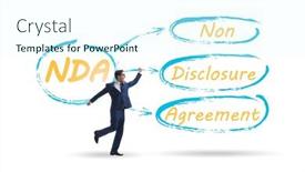  Presentation with concept - PPT theme enhanced with businessman-in-non-disclosure-agreement background and a cool aqua colored foreground