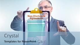 Presentation with concept - Presentation theme enhanced with businessman-in-non-disclosure-agreement background and a light blue colored foreground