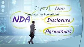  Presentation with investigation criminology disclosure - Presentation theme consisting of businessman-in-non-disclosure-agreement background and a cool aqua colored foreground