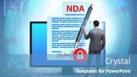  Presentation with non gmo meat - Slides enhanced with businessman-in-non-disclosure-agreement background and a  colored foreground