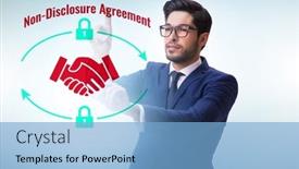  Presentation with concept - Theme with businessman-in-non-disclosure-agreement background and a light blue colored foreground