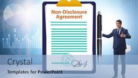  Presentation with concept - PPT layouts featuring businessman-in-non-disclosure-agreement background and a light blue colored foreground