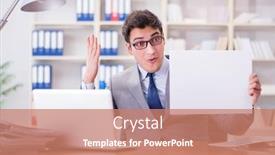  Presentation with blank - Beautiful presentation theme featuring businessman-in-office-holding backdrop and a coral colored foreground