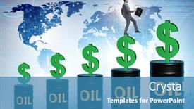  Presentation with oil - Presentation design consisting of businessman-in-oil-prices-concept background and a teal colored foreground