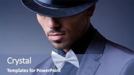  Presentation with old style - Beautiful slide set featuring businessman in old style hat backdrop and a ocean colored foreground