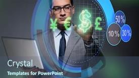  Presentation with trading online - Amazing slides having businessman-in-online-currency-trading backdrop and a ocean colored foreground