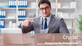  Presentation with earn money for shopping online - Slide set with businessman in online shopping concept background and a coral colored foreground