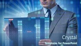  Presentation with trading online - Theme enhanced with businessman-in-online-trading-concept background and a ocean colored foreground
