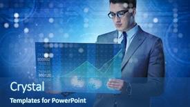  Presentation with trading online - Beautiful theme featuring businessman in online trading concept backdrop and a ocean colored foreground
