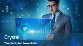  Presentation with trading online - Theme enhanced with businessman in online trading concept background and a ocean colored foreground