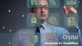  Presentation with trading online - Slide set having businessman-in-online-trading background and a ocean colored foreground