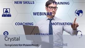  Presentation with concept - Slide set having webinare - businessman in online webinar concept background and a  colored foreground