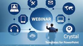  Presentation with concept - Colorful presentation enhanced with webinare - businessman in online webinar concept backdrop and a light blue colored foreground