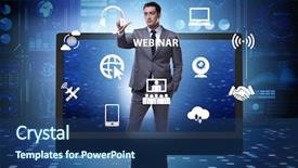 Presentation with concept - Presentation featuring webinare - businessman in online webinar concept background and a  colored foreground