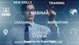  Presentation with online election - Beautiful PPT theme featuring webinare - businessman in online webinar concept backdrop and a teal colored foreground