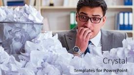  Presentation with recycling paper - Cool new theme with businessman-in-paper-recycling-concept backdrop and a light blue colored foreground