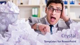  Presentation with recycling paper - Presentation theme having businessman-in-paper-recycling-concept background and a sky blue colored foreground