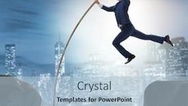  Presentation with pole - Presentation design consisting of businessman-in-pole-vaulting-concept background and a light blue colored foreground