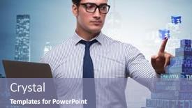  Presentation with concept - Presentation design having businessman-in-ponzi-scheme-concept background and a seafoam green colored foreground