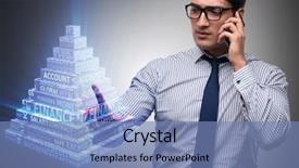  Presentation with concept - Slides enhanced with businessman in ponzi scheme concept background and a teal colored foreground