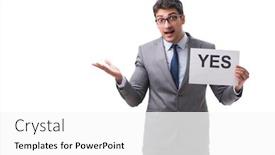  Presentation with yes - Presentation theme featuring businessman in positive yes answer background and a white colored foreground