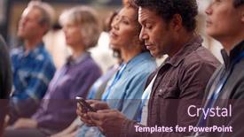  Presentation with conference - PPT layouts having businessman-in-presentation-at-conference background and a tawny brown colored foreground