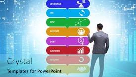  Presentation with equity - Slides featuring businessman-in-private-equity-concept background and a light blue colored foreground