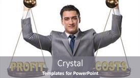  Presentation with benefit - Theme having businessman-in-profit-benefit-balance background and a gray colored foreground