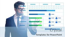  Presentation with project management - Presentation theme featuring businessman-in-project-management-concept background and a  colored foreground