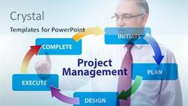  Presentation with phases - Amazing PPT theme having businessman-in-project-management-different backdrop and a sky blue colored foreground