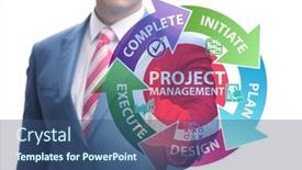  Presentation with phases - Presentation theme enhanced with businessman-in-project-management-different background and a ocean colored foreground