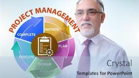  Presentation with phases - Beautiful PPT theme featuring businessman-in-project-management-different backdrop and a light blue colored foreground