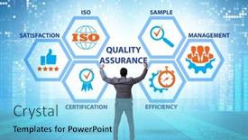  Presentation with concept - PPT theme consisting of businessman-in-quality-assurance-concept background and a light blue colored foreground