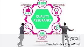  Presentation with concept - Slide deck enhanced with businessman-in-quality-assurance-concept background and a light gray colored foreground