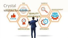 Presentation with concept - Presentation featuring businessman-in-quality-assurance-concept background and a cream colored foreground