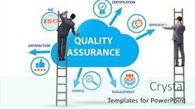  Presentation with concept - Slide set consisting of businessman-in-quality-assurance-concept background and a cool aqua colored foreground