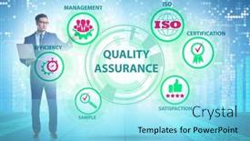  Presentation with concept - PPT theme having businessman-in-quality-assurance-concept background and a arctic colored foreground