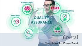  Presentation with concept - Theme featuring businessman-in-quality-assurance-concept background and a light blue colored foreground