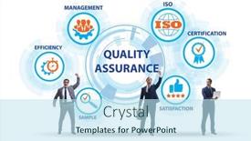  Presentation with concept - Presentation theme enhanced with businessman-in-quality-assurance-concept background and a sky blue colored foreground