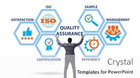  Presentation with quality assurance quality control - Slide deck consisting of businessman-in-quality-assurance-concept background and a white colored foreground