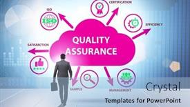  Presentation with concept - Presentation having businessman-in-quality-assurance-concept background and a light blue colored foreground