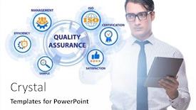  Presentation with concept - PPT layouts with businessman-in-quality-assurance-concept background and a white colored foreground
