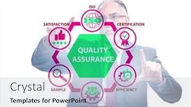  Presentation with concept - PPT theme featuring businessman-in-quality-assurance-concept background and a light gray colored foreground