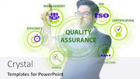  Presentation with concept - Slide deck having businessman-in-quality-assurance-concept background and a light gray colored foreground
