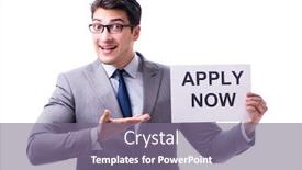  Presentation with recruitment - Audience pleasing PPT theme consisting of businessman in recruitment concept isolated on white background backdrop and a gray colored foreground