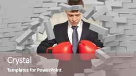  Presentation with red brick wall - Amazing slide deck having businessman in red boxing gloves and brick wall backdrop and a gray colored foreground